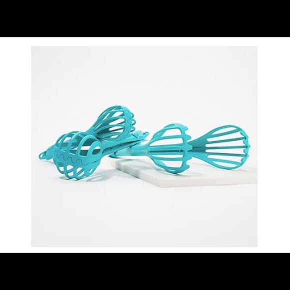 Cook's Essentials Set of 3 Whisking Tongs Aqua - Picture 2 of 2